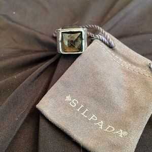 VINTAGE Sterling Silver Silpada Hammered Smoky Quarts R1463 in size 6.5 in